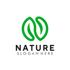 Letter N, Nature Leaf, Monogram Logo Design Symbol Vector Illustration