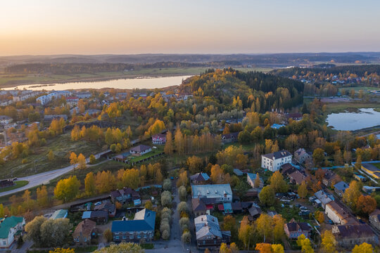 Sortavala, a Karelian city on the shores of Lake Ladoga. The famous Kuhavuori Mountain and Wakkosalmi Park