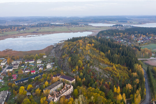 Sortavala, a Karelian city on the shores of Lake Ladoga. The famous Kuhavuori Mountain and Wakkosalmi Park