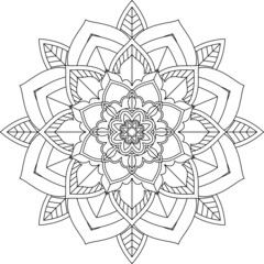 Easy Mandala coloring book simple and basic for beginners, seniors and children. Set of Mehndi flower pattern for Henna drawing and tattoo. Decoration in ethnic oriental, Indian style.