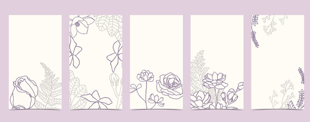 boho background for social media with rose,jasmine,flower on white background