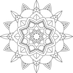 Easy Mandala coloring book simple and basic for beginners, seniors and children. Set of Mehndi flower pattern for Henna drawing and tattoo. Decoration in ethnic oriental, Indian style.