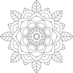 Easy Mandala coloring book simple and basic for beginners, seniors and children. Set of Mehndi flower pattern for Henna drawing and tattoo. Decoration in ethnic oriental, Indian style.