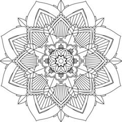 Fototapeta premium Easy Mandala coloring book simple and basic for beginners, seniors and children. Set of Mehndi flower pattern for Henna drawing and tattoo. Decoration in ethnic oriental, Indian style.