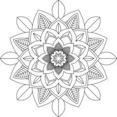 Easy Mandala coloring book simple and basic for beginners, seniors and children. Set of Mehndi flower pattern for Henna drawing and tattoo. Decoration in ethnic oriental, Indian style.