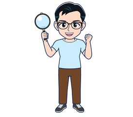 Young man in a light blue T-shirt