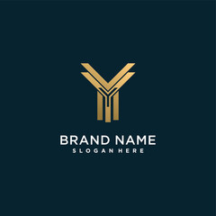 Letter Y logo with golden abstract style Premium Vector part 4
