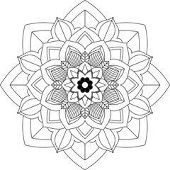 Easy Mandala coloring book simple and basic for beginners, seniors and children. Set of Mehndi flower pattern for Henna drawing and tattoo. Decoration in ethnic oriental, Indian style.