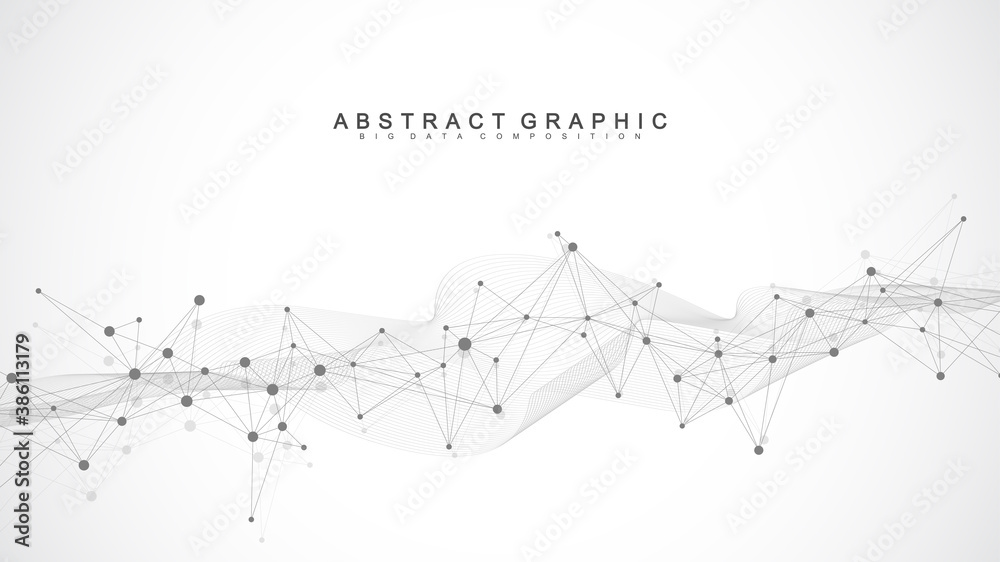 Poster Global network connection. Social network communication in the global business. World map point and line composition concept. Vector illustration.