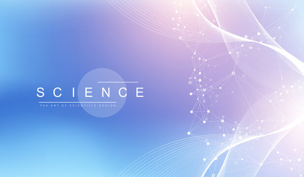 Scientific vector illustration genetic engineering and gene manipulation concept. DNA helix, DNA strand, molecule or atom, neurons. Abstract structure for Science or medical background. CRISPR CAS9.