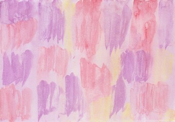 Brush strokes with watercolor paints in red, purple and pink