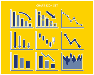 Graph vector illustration set. Line graph. stock. Price. Down chart. Bar graph.