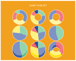 Pie chart vector illustration set. questionnaire. chart