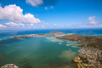 Fototapeta na wymiar Aerial Kaneohe bay, Oahu, Hawaii