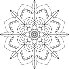 Easy Mandala coloring book simple and basic for beginners, seniors and children. Set of Mehndi flower pattern for Henna drawing and tattoo. Decoration in ethnic oriental, Indian style.