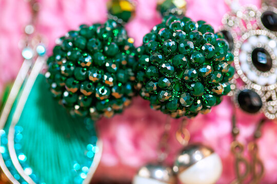 Earrings made by verdite stones 