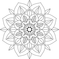 Easy Mandala coloring book simple and basic for beginners, seniors and children. Set of Mehndi flower pattern for Henna drawing and tattoo. Decoration in ethnic oriental, Indian style.