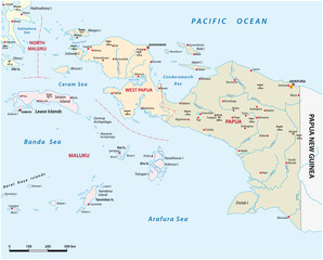 Obraz premium vector map of the Indonesian provinces of Papua and West Papua