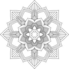 Easy Mandala coloring book simple and basic for beginners, seniors and children. Set of Mehndi flower pattern for Henna drawing and tattoo. Decoration in ethnic oriental, Indian style.