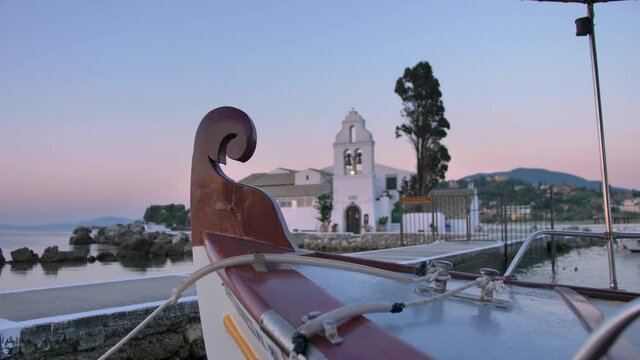Landmarks of Corfu Island: Vlacherna Monastery, Greece.