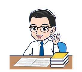 Young employee in a white shirt