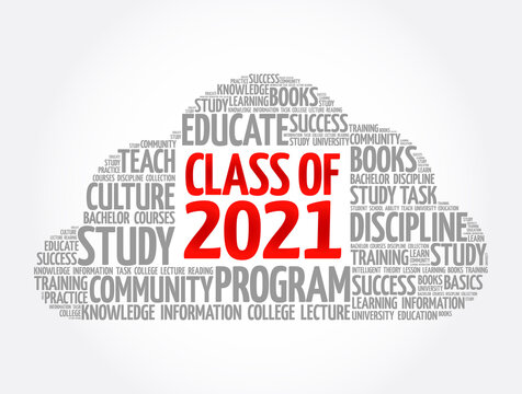 CLASS OF 2021 word cloud collage, education concept background