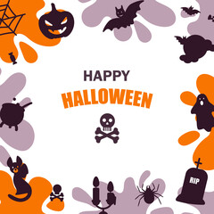 Halloween cute square banner. Space for text. Vector illustration