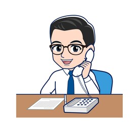 Young employee in a white shirt