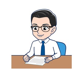 Young employee in a white shirt