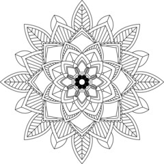 Easy Mandala coloring book simple and basic for beginners, seniors and children. Set of Mehndi flower pattern for Henna drawing and tattoo. Decoration in ethnic oriental, Indian style.