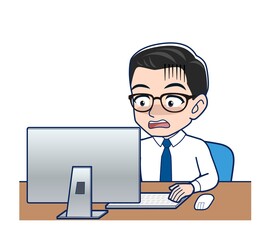 Young employee in a white shirt