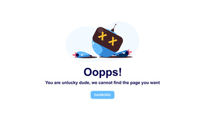 Vector error page with robot illustration