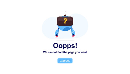 Fototapeta premium Vector error page with robot illustration