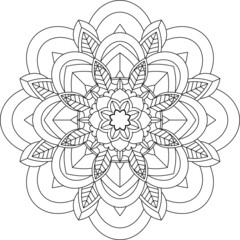 Easy Mandala coloring book simple and basic for beginners, seniors and children. Set of Mehndi flower pattern for Henna drawing and tattoo. Decoration in ethnic oriental, Indian style.