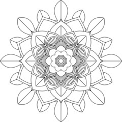 Easy Mandala coloring book simple and basic for beginners, seniors and children. Set of Mehndi flower pattern for Henna drawing and tattoo. Decoration in ethnic oriental, Indian style.