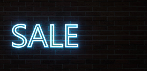 neon light SALE symbol as text - 3D Illustration