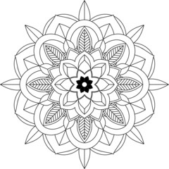 Easy Mandala coloring book simple and basic for beginners, seniors and children. Set of Mehndi flower pattern for Henna drawing and tattoo. Decoration in ethnic oriental, Indian style.