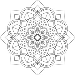 Easy Mandala coloring book simple and basic for beginners, seniors and children. Set of Mehndi flower pattern for Henna drawing and tattoo. Decoration in ethnic oriental, Indian style.