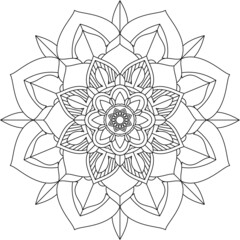 Easy Mandala coloring book simple and basic for beginners, seniors and children. Set of Mehndi flower pattern for Henna drawing and tattoo. Decoration in ethnic oriental, Indian style.