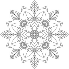 Easy Mandala coloring book simple and basic for beginners, seniors and children. Set of Mehndi flower pattern for Henna drawing and tattoo. Decoration in ethnic oriental, Indian style.