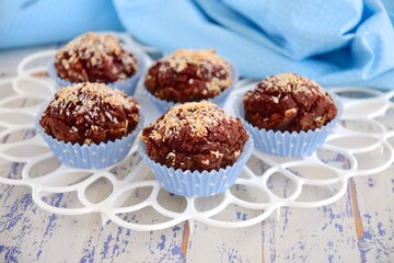 Beetroot coconut chocolate muffins
