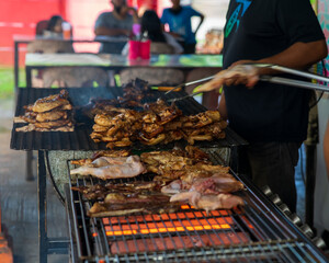 Ayam bakar or known as charcoal-grilled chicken. Ayam bakar literally means "roasted chicken", in the smoky burning process.