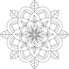 Easy Mandala coloring book simple and basic for beginners, seniors and children. Set of Mehndi flower pattern for Henna drawing and tattoo. Decoration in ethnic oriental, Indian style.