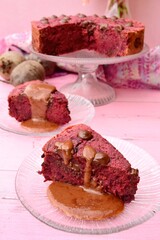Gluten free beetroot cake with chocolate chips 