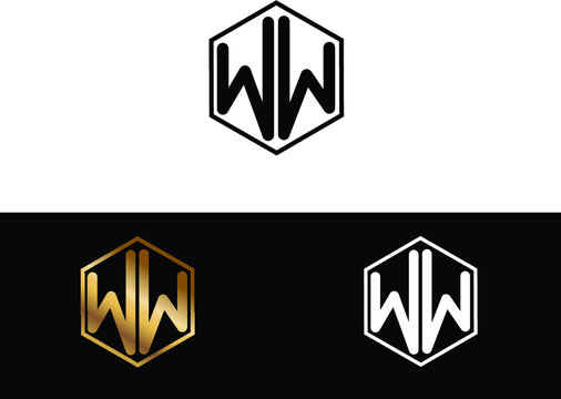WW hexagon Shape minimalist logo Design