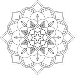 Easy Mandala coloring book simple and basic for beginners, seniors and children. Set of Mehndi flower pattern for Henna drawing and tattoo. Decoration in ethnic oriental, Indian style.