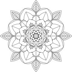 Easy Mandala coloring book simple and basic for beginners, seniors and children. Set of Mehndi flower pattern for Henna drawing and tattoo. Decoration in ethnic oriental, Indian style.	
