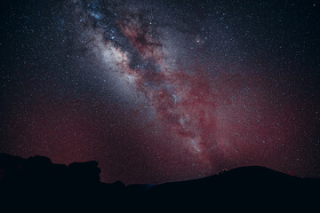 Stargazing at  Haleakala National Park, Maui, Hawaii. Starry night sky, Milky Way galaxy...