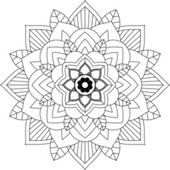 Fototapeta premium Easy Mandala coloring book simple and basic for beginners, seniors and children. Set of Mehndi flower pattern for Henna drawing and tattoo. Decoration in ethnic oriental, Indian style. 