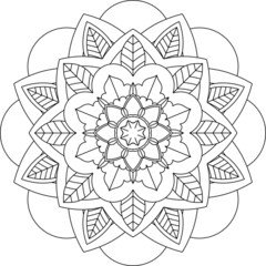 Easy Mandala coloring book simple and basic for beginners, seniors and children. Set of Mehndi flower pattern for Henna drawing and tattoo. Decoration in ethnic oriental, Indian style.	
